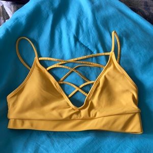 Forever 21 Yellow Lace-up Bikini Top